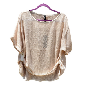 Uniq Cream Sheer Knotted Blouse Top Side Buttonup‎ Medium NWT